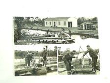 VECCHIA FOTOGRAFIA FOTO VINTAGE PESCATORI ANGUILLE PESCA COMACCHIO DIFETTI