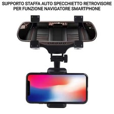 SUPPORTO STAFFA AUTO SPECCHIETTO RETROVISORE PER FUNZIONE NAVIGATORE SMARTPHONE