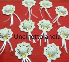 Cappellini color panna uncinetto,nascita,bomboniera fai da te,segnaposto 10pz