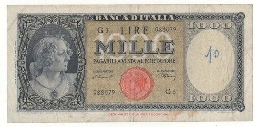 1000 lire italia ornata - lire, di