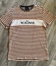 T-shirt lavorata a maglia HUF, taglia M, rosa, grigio, logo, designer, originale