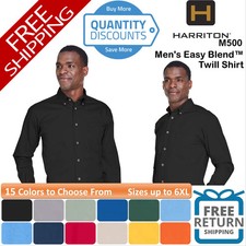 🔥 Camicia uomo Harriton Easy Blend tasca petto twill manica lunga fino a 6XL M500