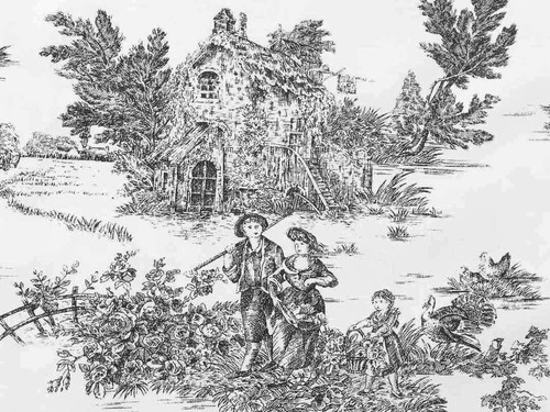Toile jouy grigio antracite - jouy,