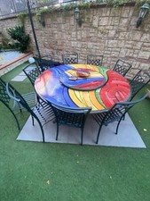 Tavolo da giardino in pietra lavica con sedie