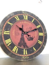 Orologio rotondo casa arredamento design moda torre eiffel rosso nero romantico