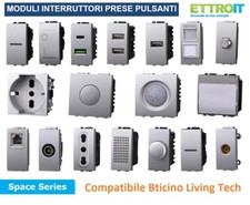 BTICINO LIVINGLIGHT TECH COMPATIBILE SILVER GRIGIO PRESA SCHUKO PULSANTE USB TV
