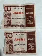CALCIO : 2 BIGLIETTI PARTITA MILAN JUVENTUS CAMPIONATO 1971/72