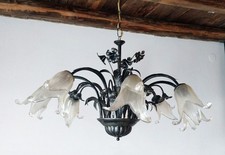 LAMPADARIO IN OTTONE CON VETRI