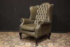Poltrona Chesterfield Chester / originale inglese / pelle verde oliva / leather