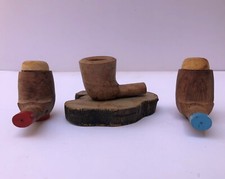 WOODEN PIPE SET SALT HOLDER /