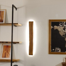 Lampada applique legno massello color rovere led rustico moderno