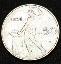 Italy 1956 50 Lire Stainless