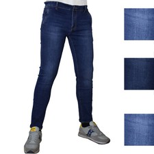Jeans Uomo Slim Fit Elasticizzato Tasca America 42 44 46 48 50 52 54 56 Chiari 