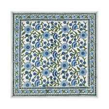 Tovaglioli da tavola indiani blu e bianchi in cotone stampato a blocchi a mano