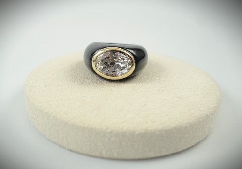 Anello giada nero - , oro