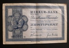 Lotto CERTIFICATO AZIONARIO SBARCO LUNARE 1968 MERKUR BANK Germania 
