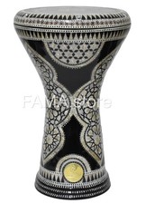 Tamburo Darbuka Doumbek intarsiato madreperla di Gawharet El Fan canyon nero 17"