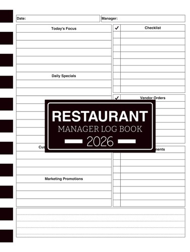 Restaurant manager log book - log,