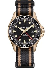 NUOVO HAMILTON KHAKI NAVY SCUBA AUTOMATICO GMT CASSA BRONZO 43MM H82565930