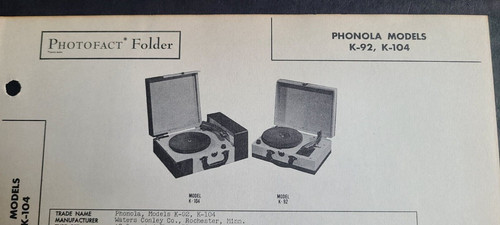 Phonola models k - k-92, k-104