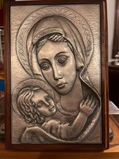 QUADRO BASSO RILIEVO IN ARGENTO 925 OTTAVIANI Madonna Con Il Bambino Gesù 