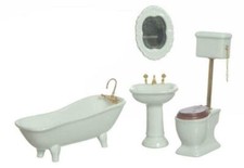 Casa Delle Bambole Semplice Bianco Porcellana Bagno Mobili Set Con Alto Level Wc