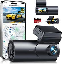GKU 4K Dash Cam Auto, 5GHz WiFi e GPS, Doppia Telecamera per Auto, Mini Dashcam 