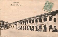 bt785 cartolina villaverla piazza e portici provincia di vicenza