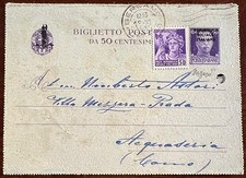 STORIA POSTALE RSI-BIGLIETTO CENT. 50 DA BERGAMO PER COMO 1944