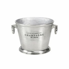 Secchiello champagne portabottiglie ovale con manici, alluminio color argento...