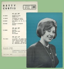 BETTY CURTIS Foto Promo Photo DISCHI C.G.D Buondì Sanremo Milano Lecco  '60