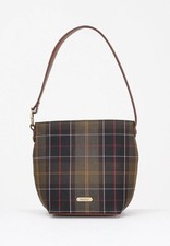 BARBOUR Borse Donna Nero Borsa media Borsa a secchiello in tartan Cedar Autunno