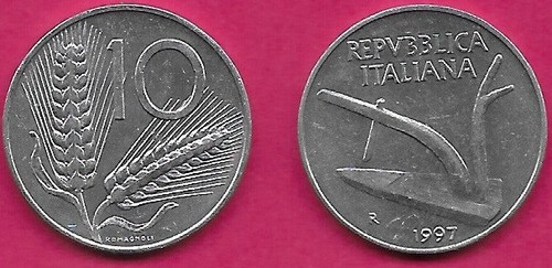 Italia lire 1997r - 10, aratro