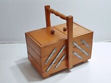 Scatola da cucito antica in legno Porta kit senza carrello portautensili vintage