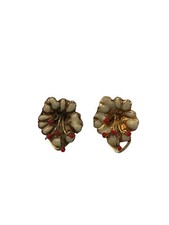 ORECCHINI CLIP FIORE BIANCO E ROSSO BIGIOTTERIA VINTAGE ANNI 70-90 CM 1,7