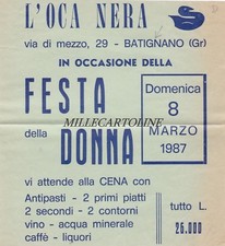 BATIGNANO: volantino ristorante "L'Oca Nera" - festa della Donna ..1987