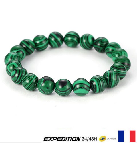 Bracelet perle malachite - bracelet,
