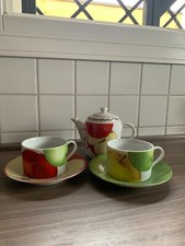 Coffee/Tea for Two Taitu . Set teiera, due tazze Taitù con decoro mele