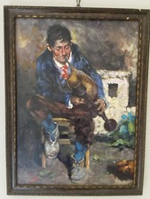 Quadro Antico Olio Su Tavola