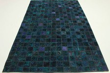 Patchwork Vintage Moderno Oriente Tappeto 270x170 Turchese Lilla Annodato a Mano