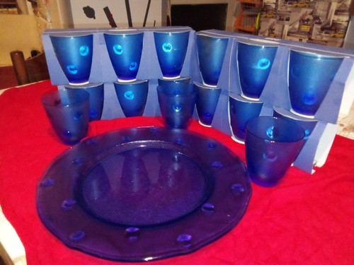 Set bicchieri vetro blu e - bicchieri,