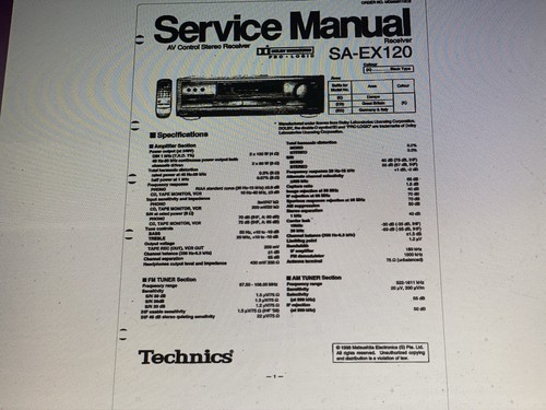 Technics ex120 service - technics, sa-ex120