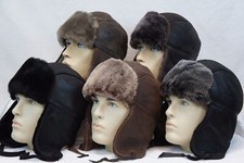 100% Vero Pecora Montone Pelle Aviator Cacciatore Ushanka Caccia Cappello S-3XL