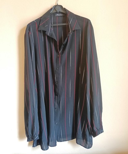 Camicia nera con - righe, bianche