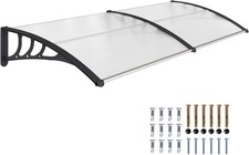 Pensilina Tettoia da Esterno 195x75cm, Tettoia per Esterno in Policarbonato