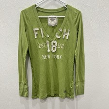 T-shirt Abercrombie donna vintage Y2K scollo a V profondo verde Bella Swan Elena Large