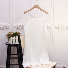 Cotone Bianco Sottoveste Donna Intera Scivola sotto-Abiti Sottile Solido Morbido