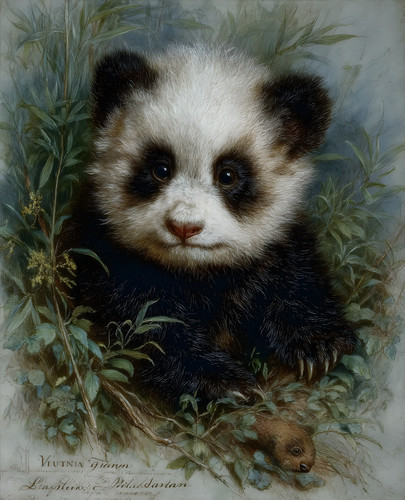 Panda cub seduto - seduto, tra