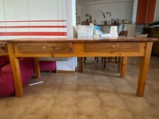 Grande tavolo rettangolare in legno per tavernetta, restaurato