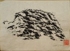 Sadaharu Horio Gutai Art originale dipinto a mano firmato 33x24 cm